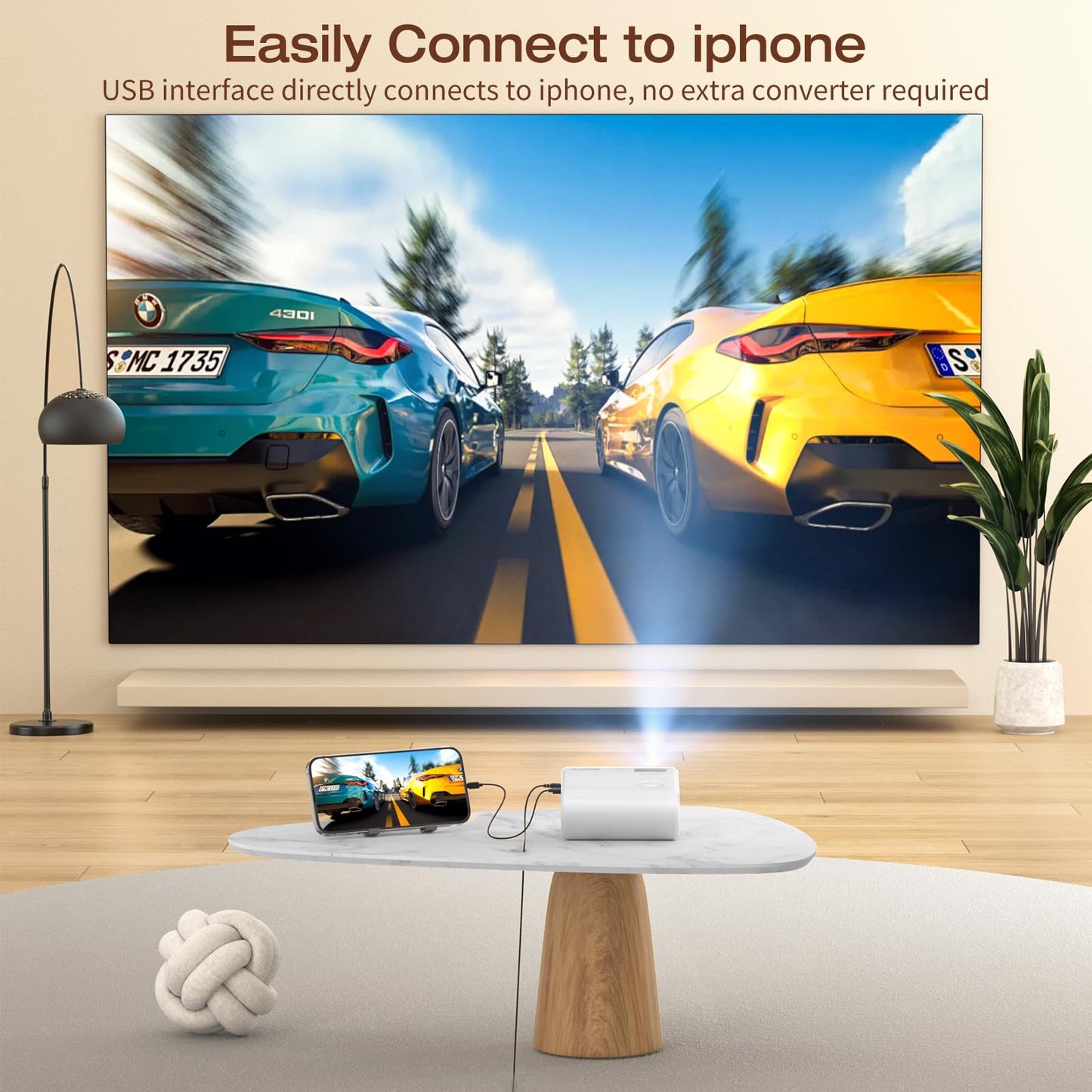 ClokoWe - Proyector portátil actualizado 2024 con 9000 Lux y Full HD 1080P, proyector de película Compatible con iOS/Android, teléfono/Tablet/computadora portátil/PC/TV Stick/Caja/Unidad USB/Consola