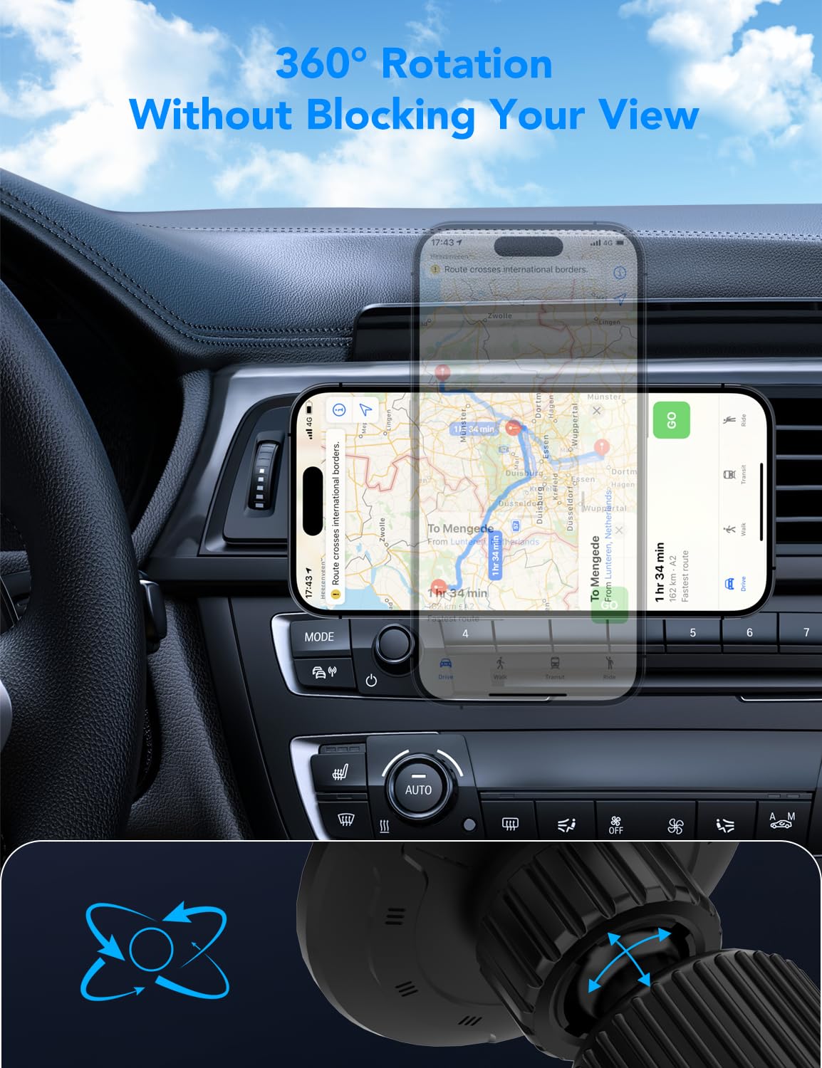 ANUEVE Soporte para Celular Automovil MagSafe, Porta Celular para Auto con Gancho Metálico para Ventilación, Imán Más Potente para Estabilidad, Compatible con iPhone 16 15 14 13 Pro MAX