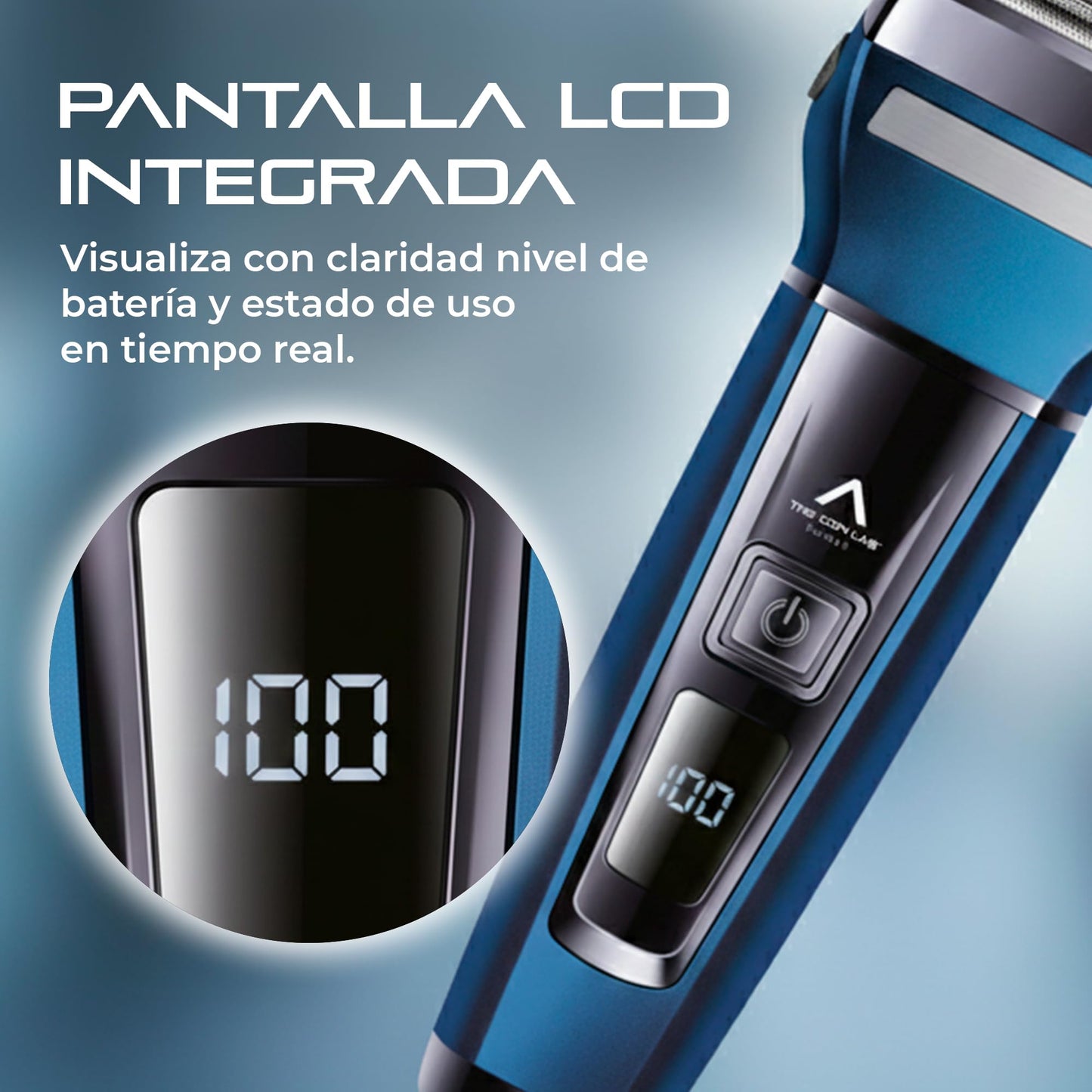 THE ICON LAB | Kit de Afeitado Inalámbrico | Pantalla LCD | Motor 6 800 RPM | Red de Cuchillas Flotantes + 3 en 1 | Resistente al Agua | 80 Min de Uso | Recargable USB | Regalos para Hombre