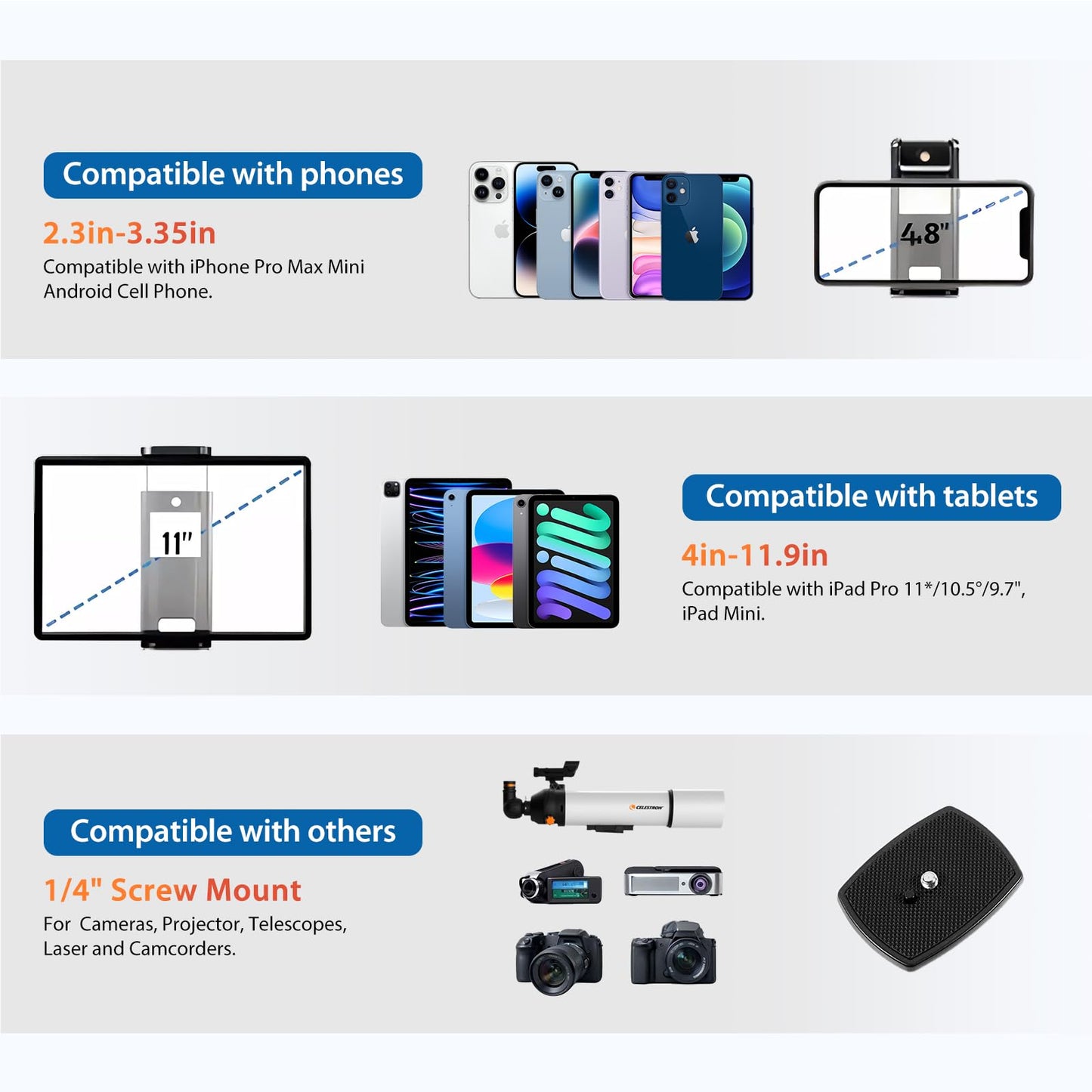 Trípode de Cámara ZIKZOK Negro Resistente con Control Remoto inalámbrico para Teléfono Celular y Dispositivos DSLR/SLR/DV/GoPro