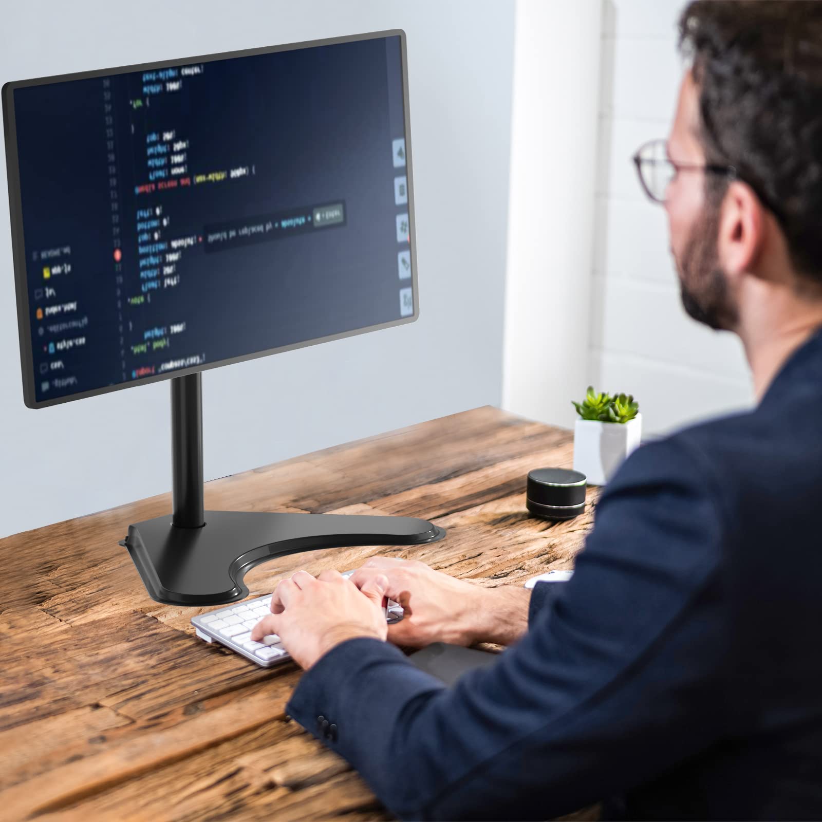 Soporte para Monitor Individual WALI Negro con Base Ajustable de 13 a 32 Pulgadas para Escritorio