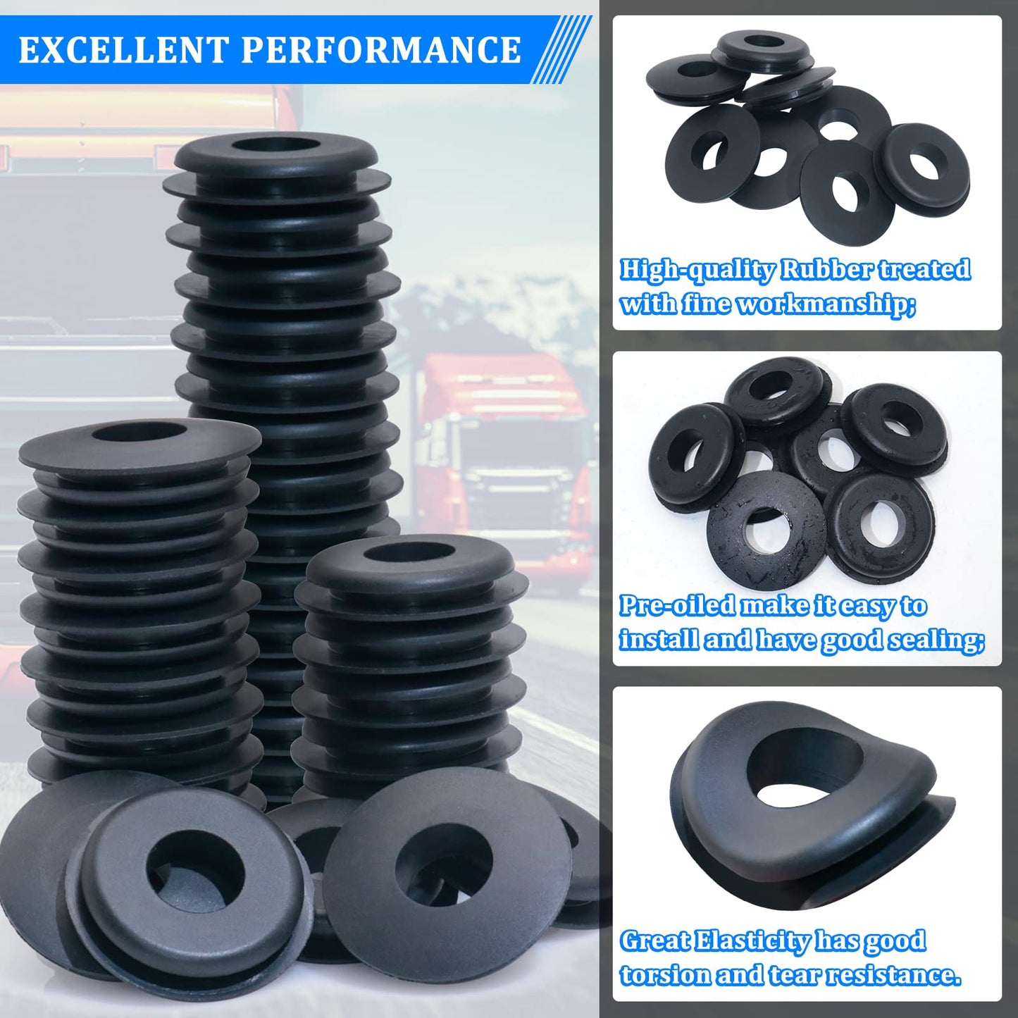 20 sellos de mano Glad, sellos de goma negra Glad Hand Seals para semircamiones 10028