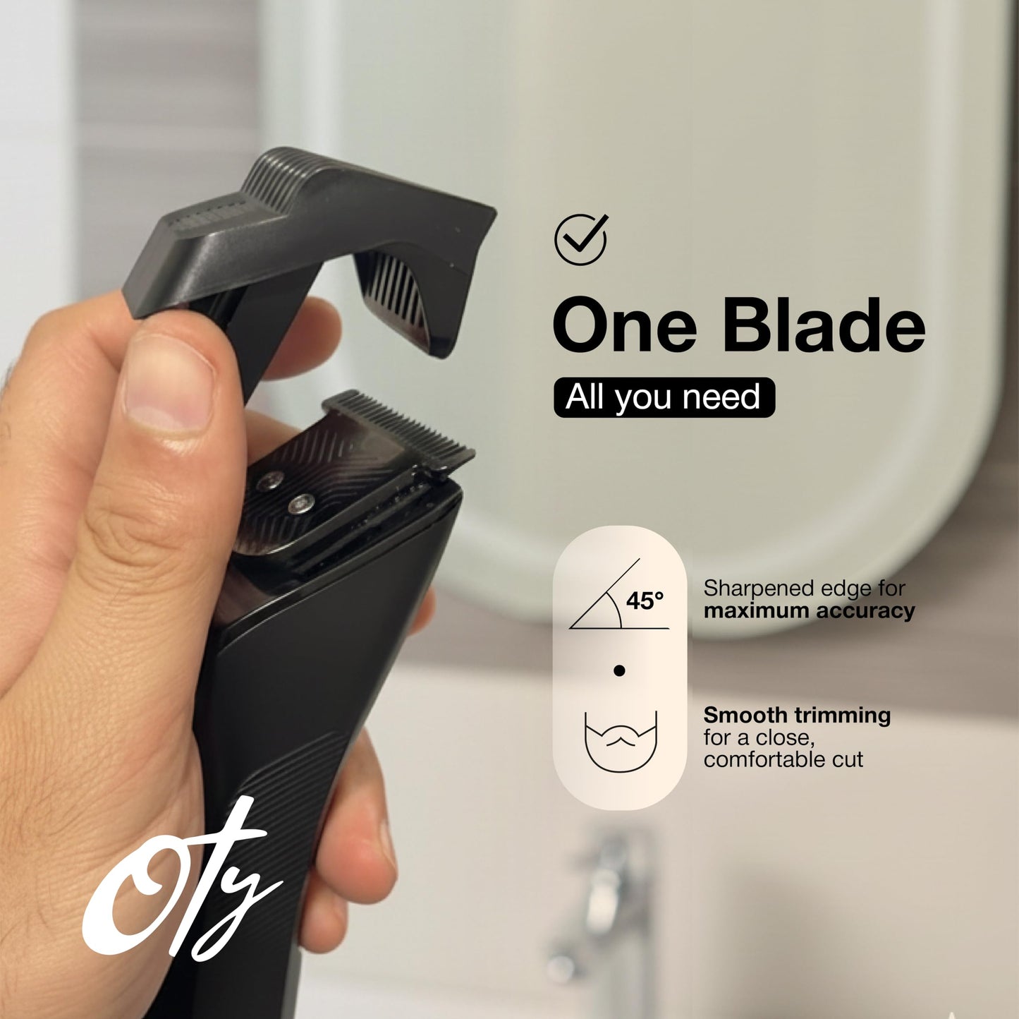 Oty - Cortadora de barba para hombre ajustable, cortapelos inalámbricas impermeables con esfera de 20 longitudes, cuchillas de acero inoxidable, pantalla LED y cerradura de viaje, kit de aseo