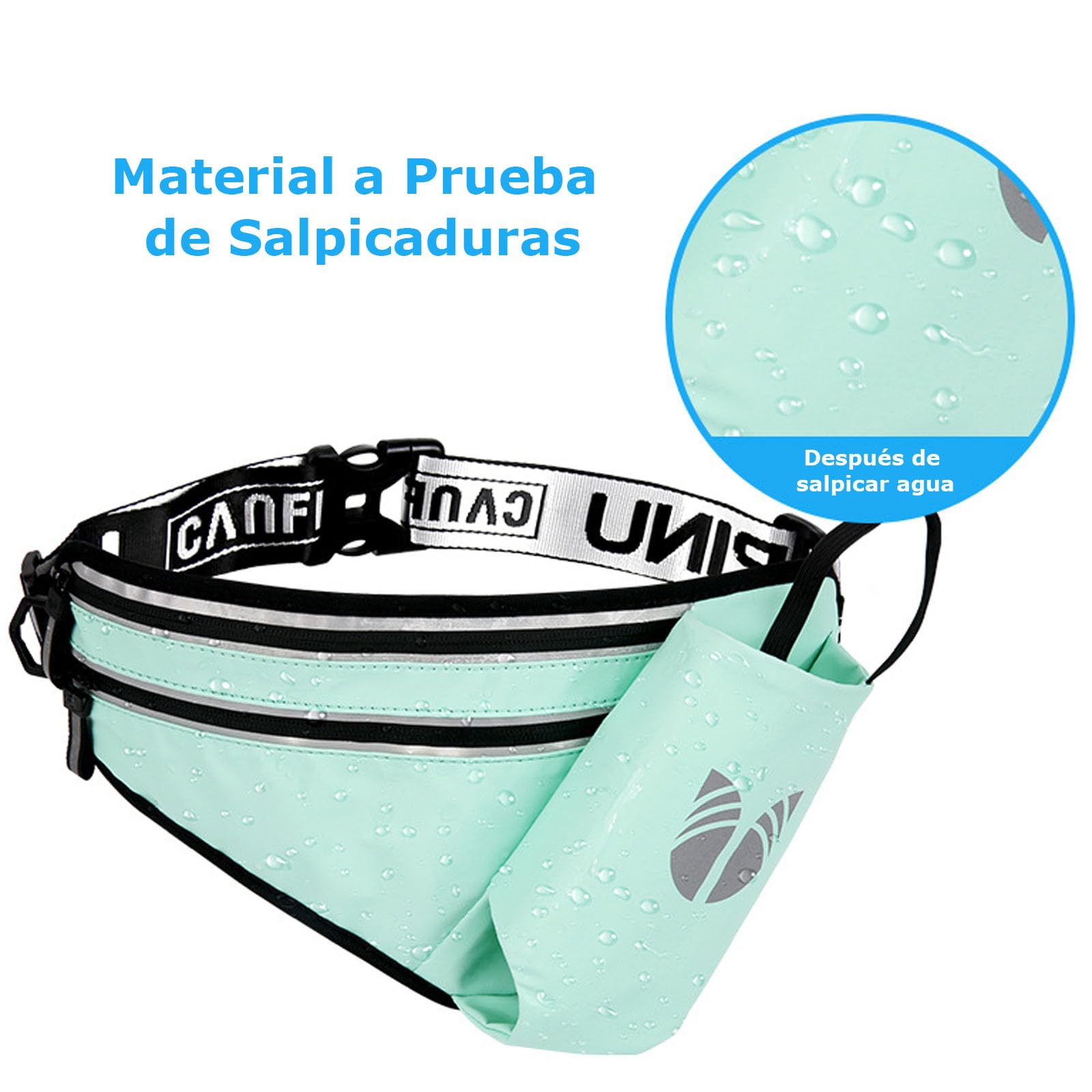 Cinturón de Hidratación MOSU Verde con Soporte para Botella y Correa Ajustable para Correr para Mujeres y Hombres