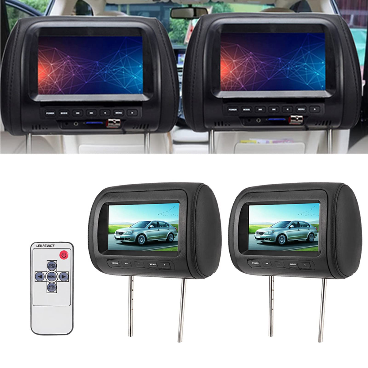 Reproductor de Video Portátil Astibym 7 Pulgadas Monitor Universal para Coche