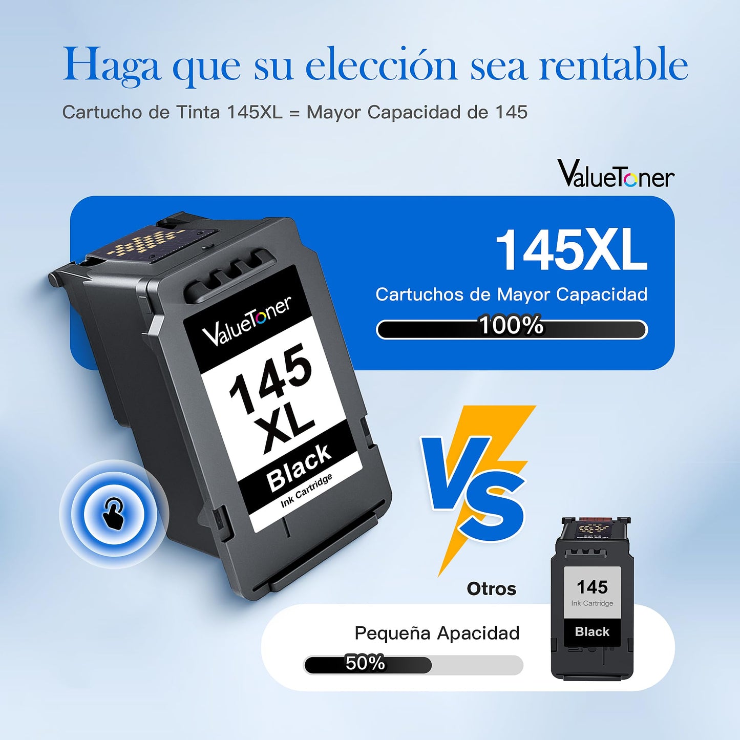 Cartucho de Tinta Valuetoner Negro Remanufacturado Compatible con Canon Pixma TS3110 MG2410 MG2510 MG3010 MG2910 IP2810