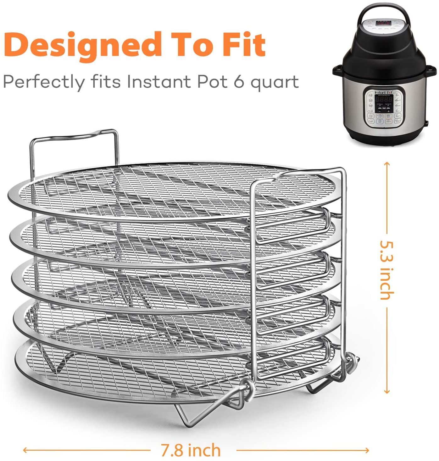 Goldlion - Estante deshidratador compatible con olla instantánea de acero inoxidable de 6 cuartos de galón, accesorios para freidora de aire con tapa crujiente