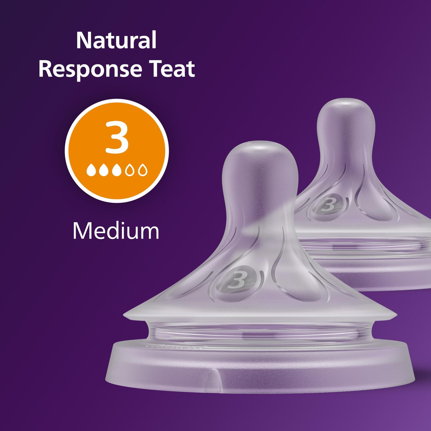 Philips Avent SCY963/02 - Pezón de respuesta natural 3, 1M+, paquete de 2