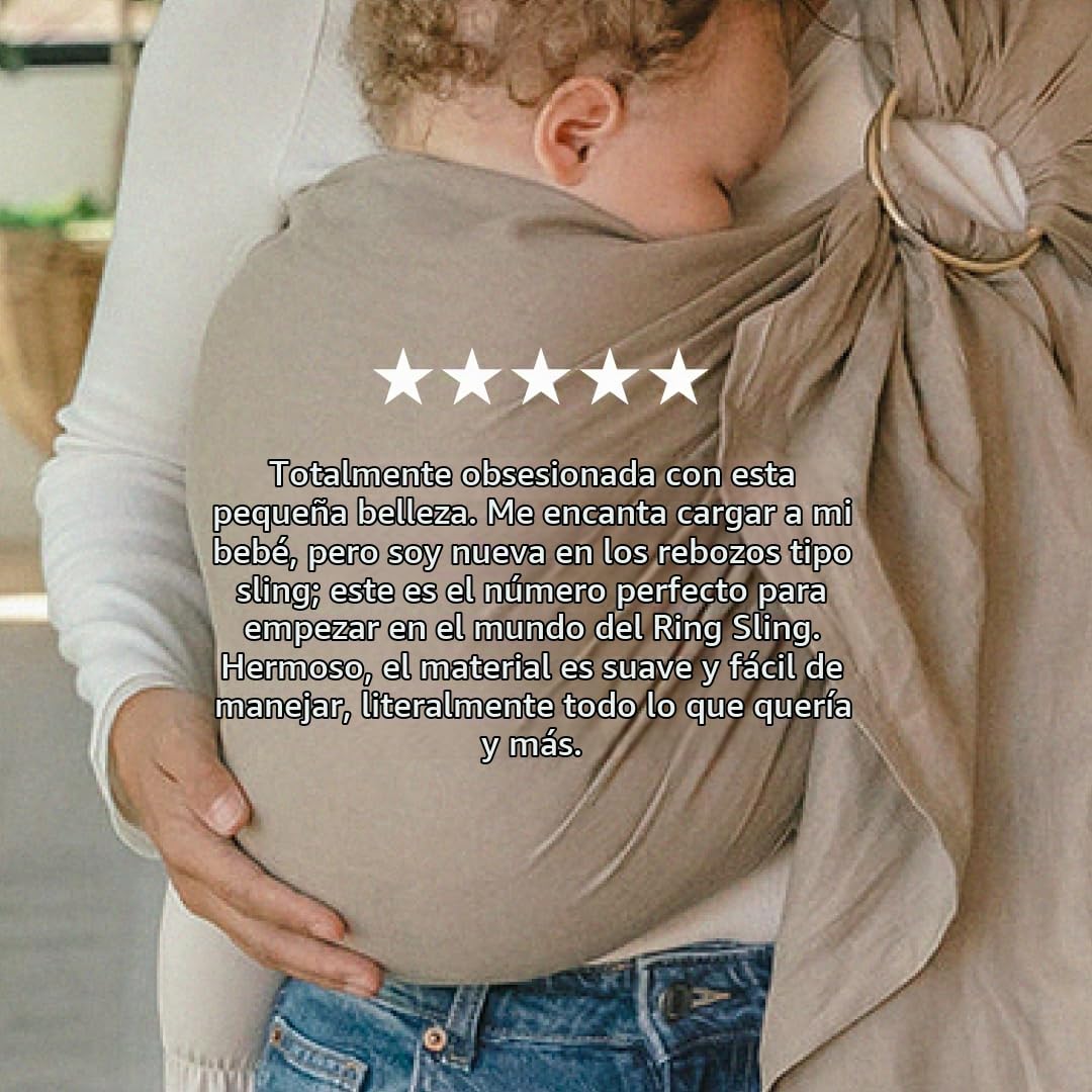 WildBird – Portabebés con forma de anillo – Recién nacido hasta 35 libras – Para padres y cuidadores – Lino 100% natural, ajustable, tamaño de 90 pulgadas, color beige
