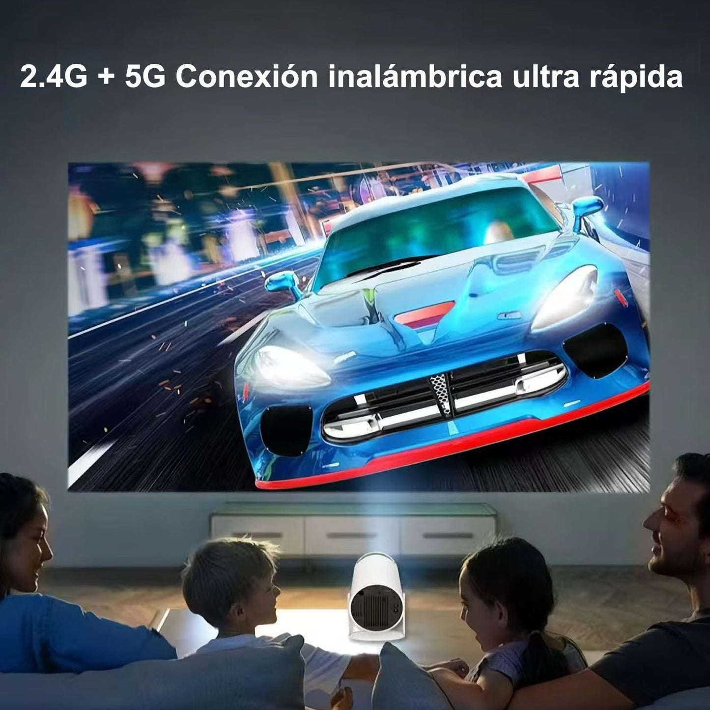 KicthMap Mini Proyector Inalámbrico con WiFi 6 y Bluetooth, Soporte 1080P Proyector Portátil Giratorio de 180°. Proyector de Video de Pantalla de 17"-130". Compatible con Smartphone, Laptop, PC