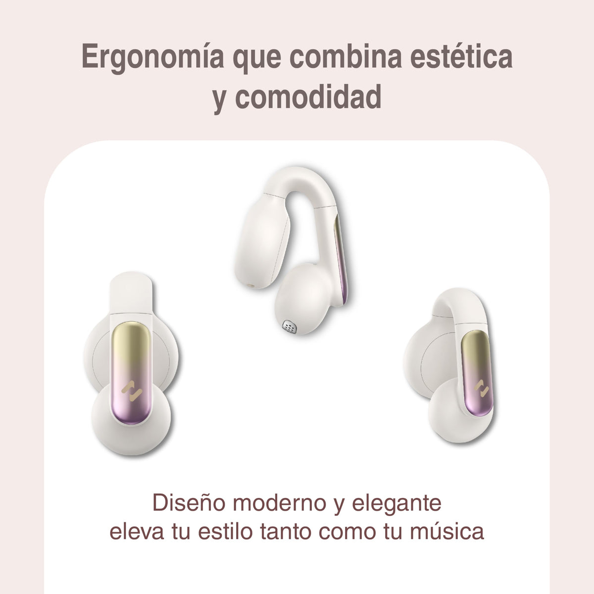 Audífonos Bluetooth havit Beige con Estuche de Carga Openbuds 1