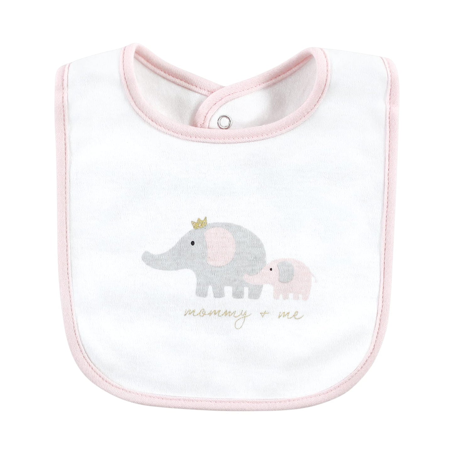 Hudson Baby - Baberos unisex de algodón para bebé, elefante rosa gris, talla única