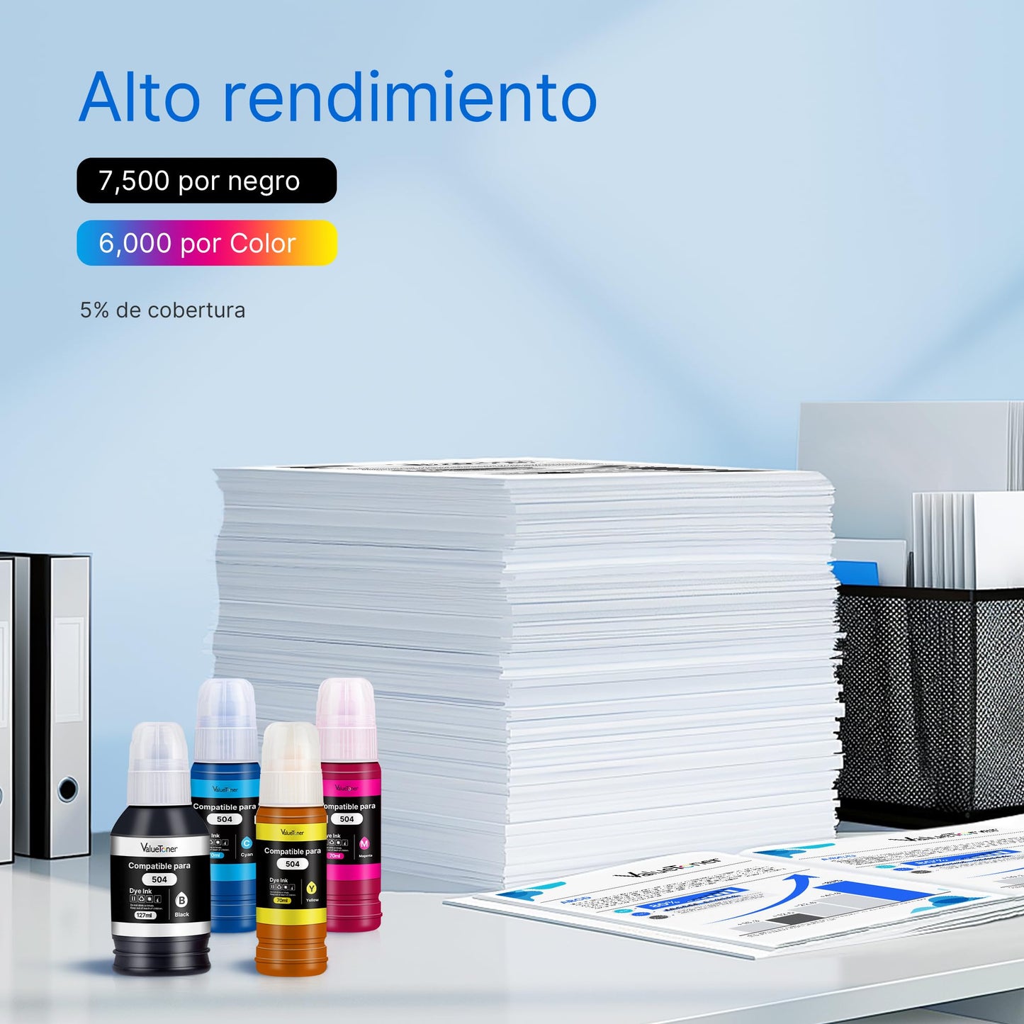 Botella de Tinta Valuetoner Compatible Epson 504 para Impresoras Ecotank (4 Unidades)