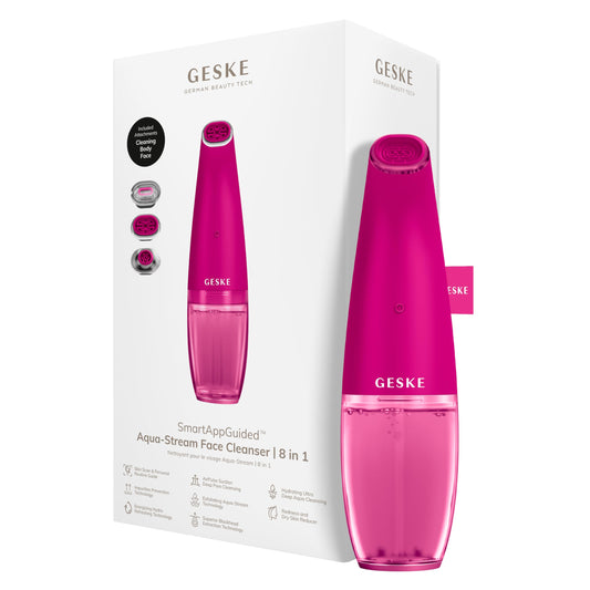 Limpiador Facial GESKE Aqua-Stream Azul con Tecnología SmartAppGuided 8 en 1 para Mujer
