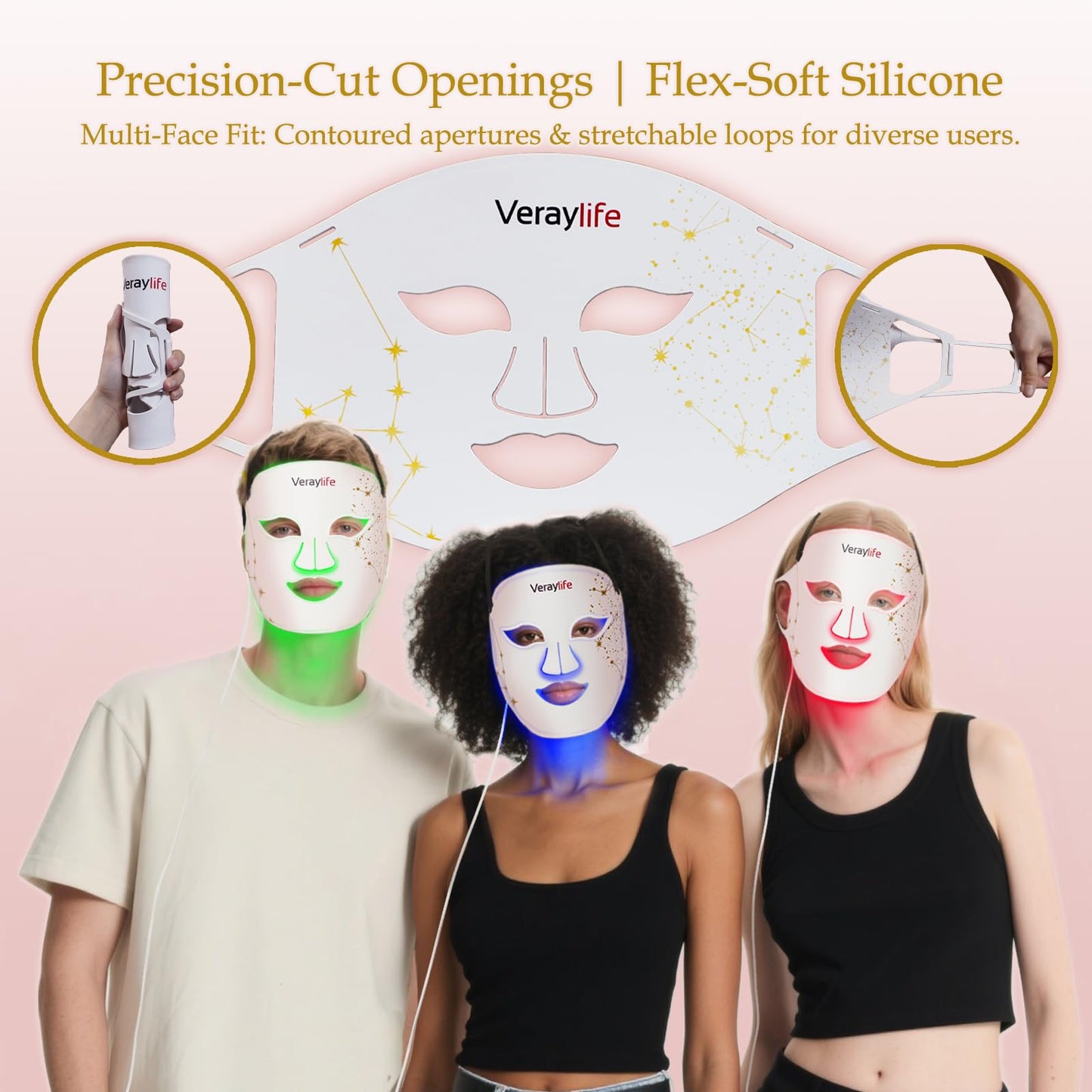 Terapia de Luz Roja Facial, Mascarilla LED Portátil con 7 Colores y 8 Modos, Luz Infrarroja 850nm y Azul Localizada para Acné, 432 LEDs Profesionales