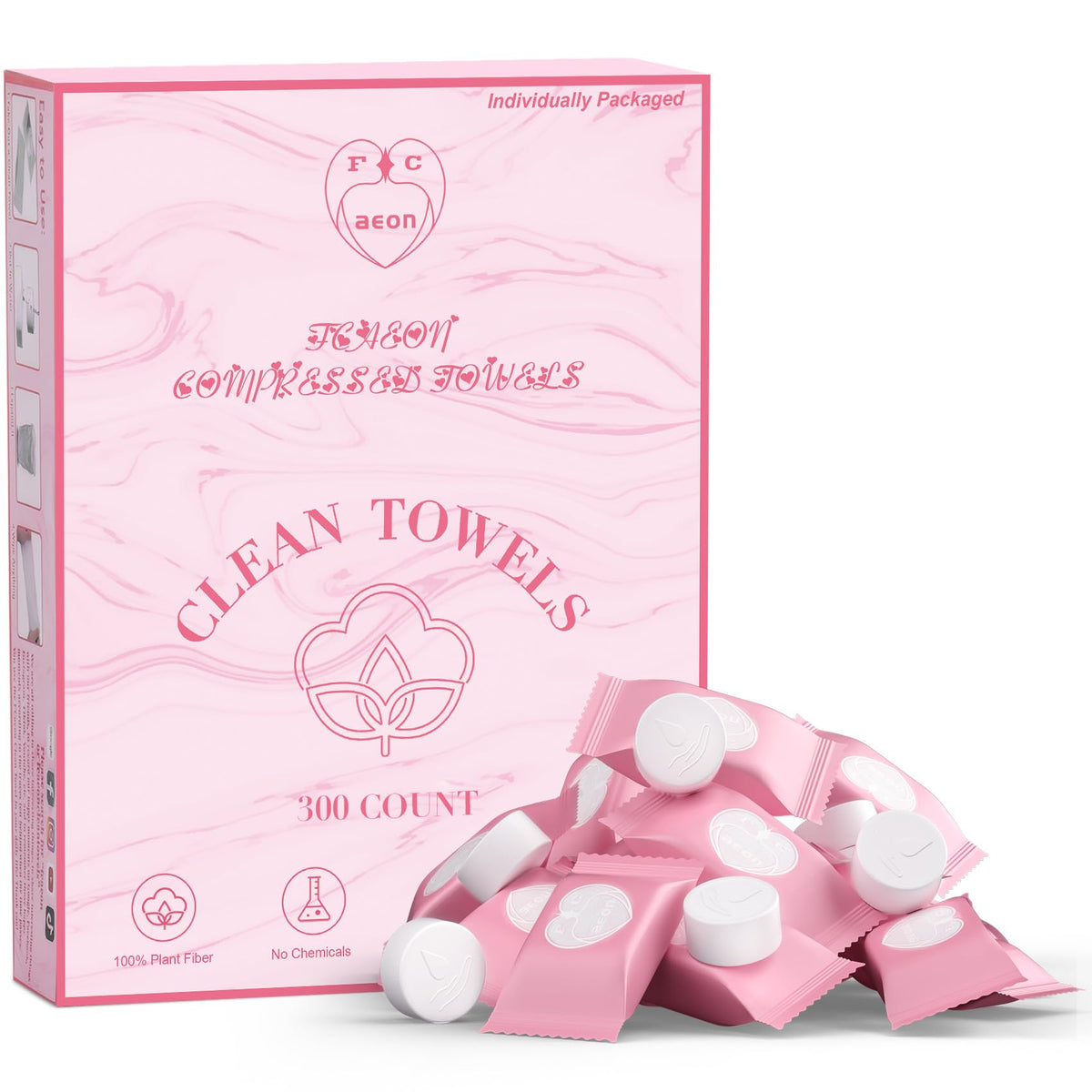 FCaeon Toalla Comprimida de Viaje Desechable 100 Unidad, Toallitas Ultra Suaves para Aclararse los Dedos, Toalla Facial 100% Biobasada, Mini Toallitas Limpiadoras,Ahorran Espacio,Paño Absorbente(Rosa)