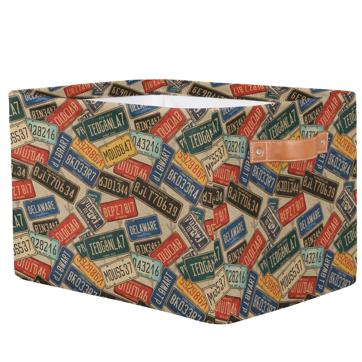 AUUXVA Seulife - Cesta de almacenamiento plegable para matrícula de coche, tamaño grande, plegable, organizador de almacenamiento de juguetes, cajas de almacenamiento con asas, para cuarto de baño, guardería, armario, 1 paquete