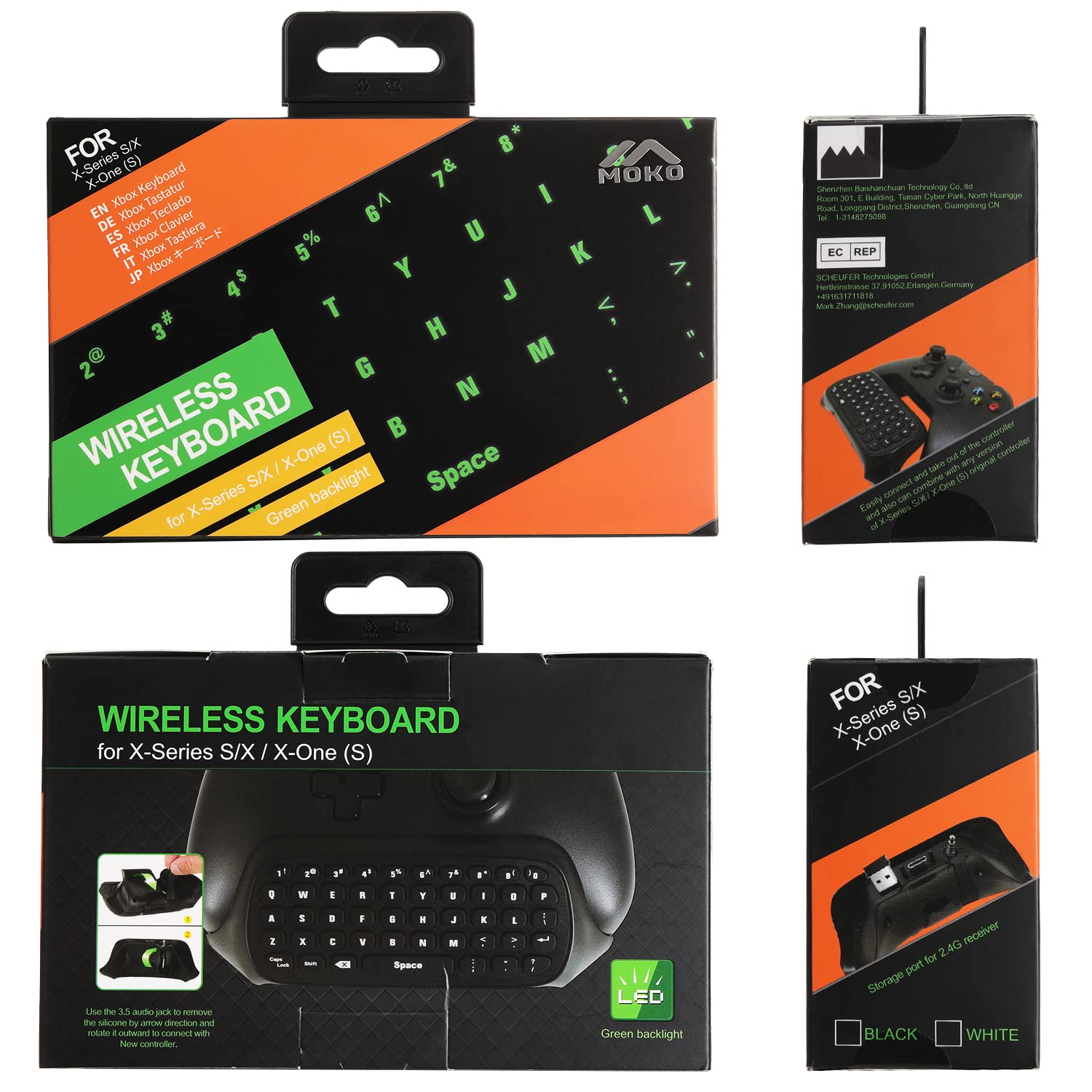 Teclado Inalámbrico MoKo Verde para Juegos Xbox One y Series X/S Negro
