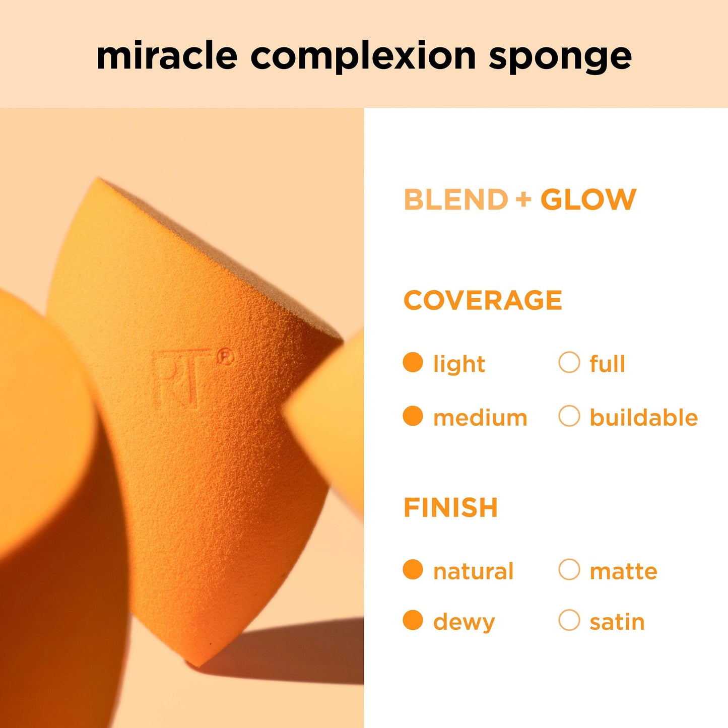 Esponjas de Maquillaje Real Techniques Naranja Paquete de 2 con Tecnología de Espuma
