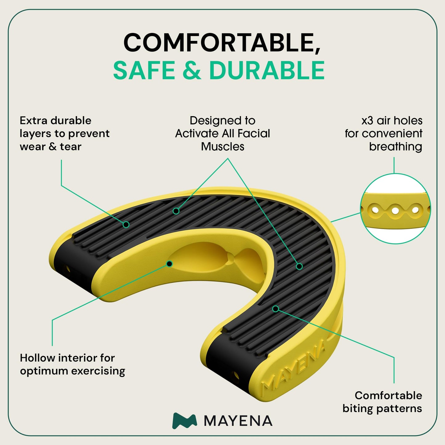 Mayena Sports Ejercitador de mandíbula para hombres y mujeres | Diseño único de activador facial completo, innovación de Mayena | Trabaja con potencia todos los músculos faciales | Adelgaza y tonifica