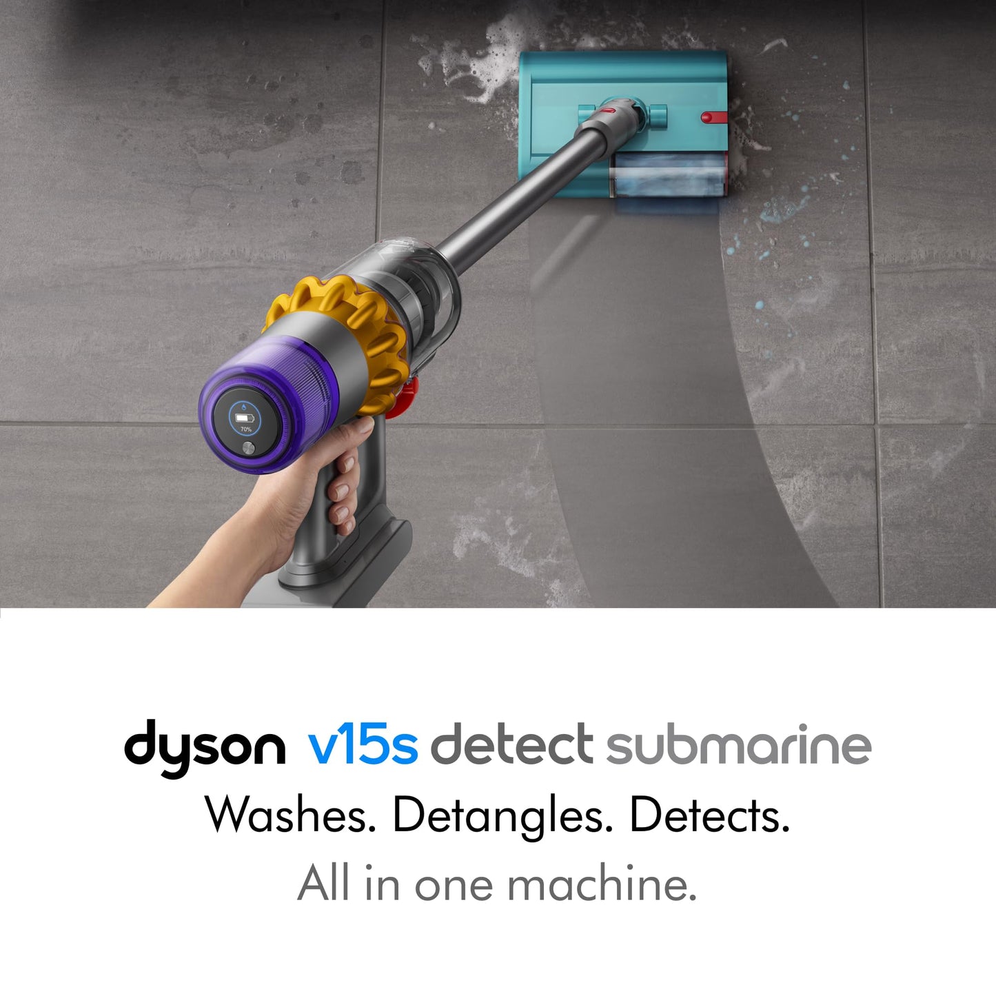 Dyson V15s Detect Submarino Aspiradora en seco húmedo, Amarillo/níquel