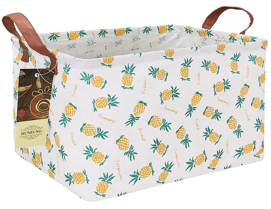 HUNRUNG Cesta de Almacenamiento Rectangular, Linda para Juguetes de Mascota/niños, Libros, Ropa, Perfecta para Habitaciones de niños/Sala de Juegos/estantes, Rectangle Pineapple