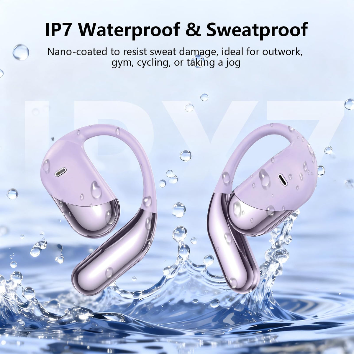 Auriculares Abiertos Aurotlu Negro Conducción Ósea Earhook Bluetooth 5.4 Pantalla LED para Ciclismo y Oficina