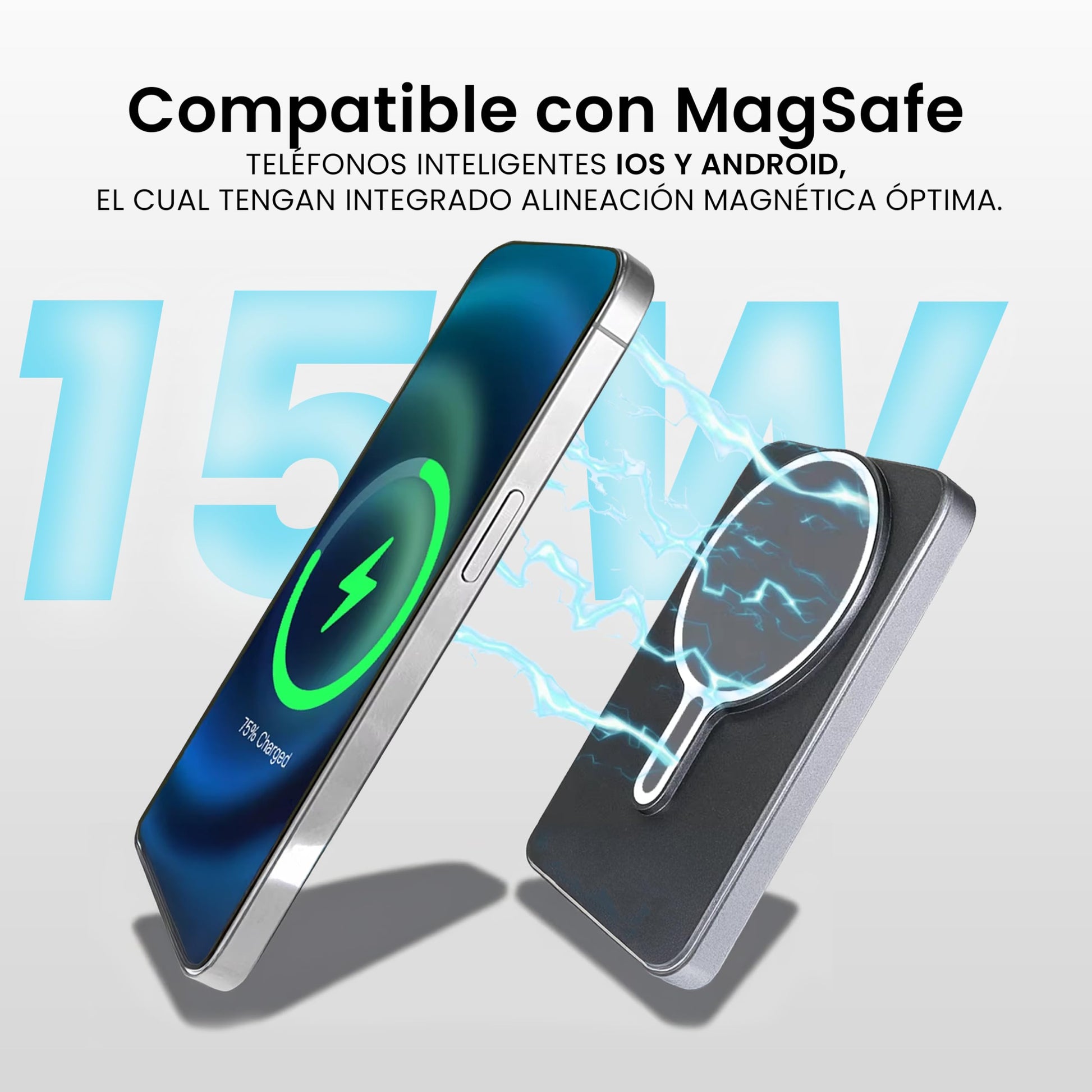Klid Home Power Bank MagSafe 10000mAh – Batería Portátil Inalámbrica y Magnética, Cargador Rápido para iPhone 12 al 16 Pro MAX, Compatible con Android, USB-C