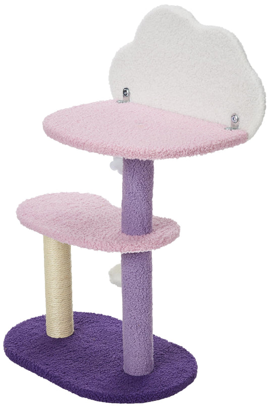 Rascador Tipo Árbol Sunnoo Morado de 2 Niveles de Felpa para Gatos