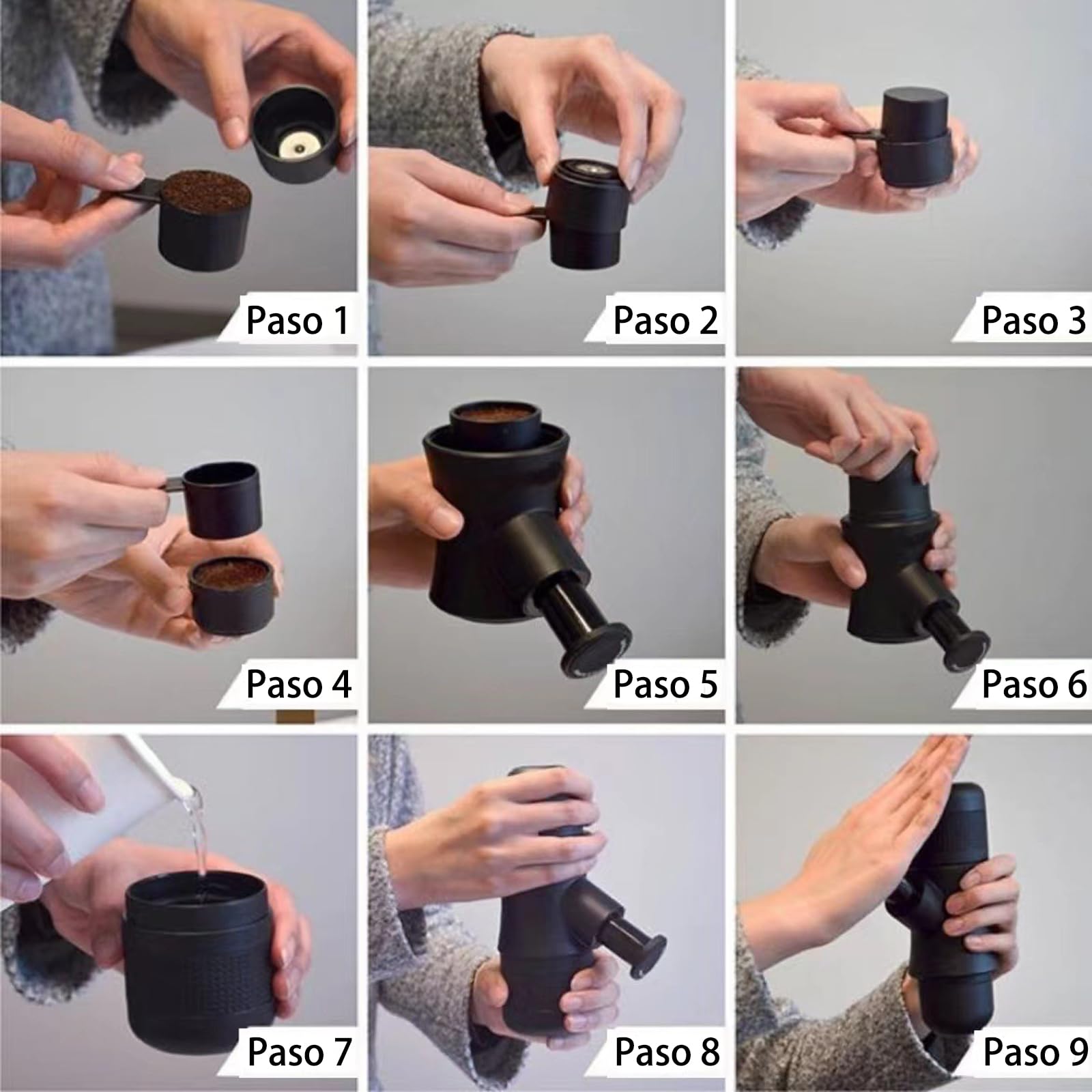Cafetera Manual TYEGDAVD Negro con Taza Incluida para Camping y Viajes