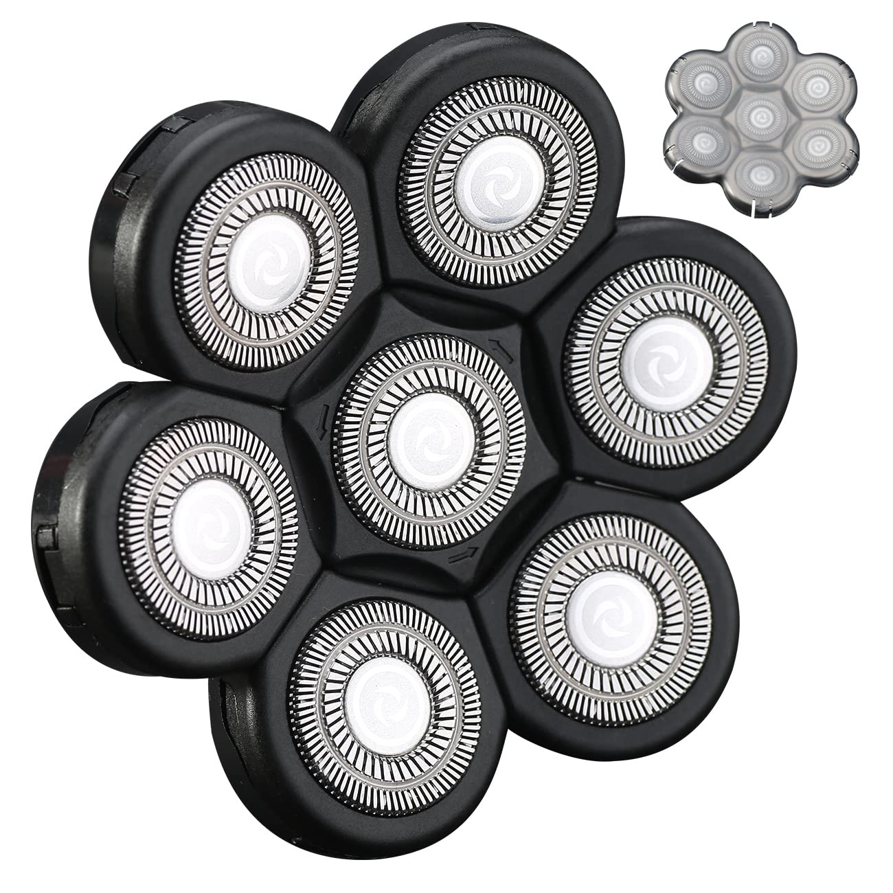 Cabezales de repuesto para afeitadora eléctrica de 7 cuchillas de repuesto universales para afeitadora eléctrica para hombres para limpieza (negro 7D)