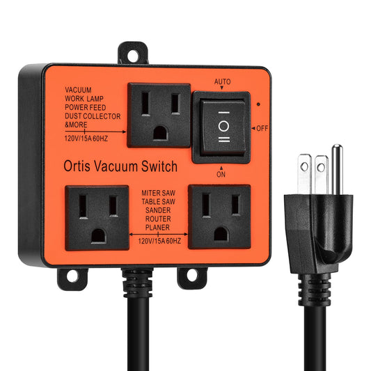 Interruptor de aspiradora automático, interruptor de aspiradora Ortis para más herramientas eléctricas, retarda el encendido y apagado del aspiradora para evitar sobrecarga y disparos del circuito,
