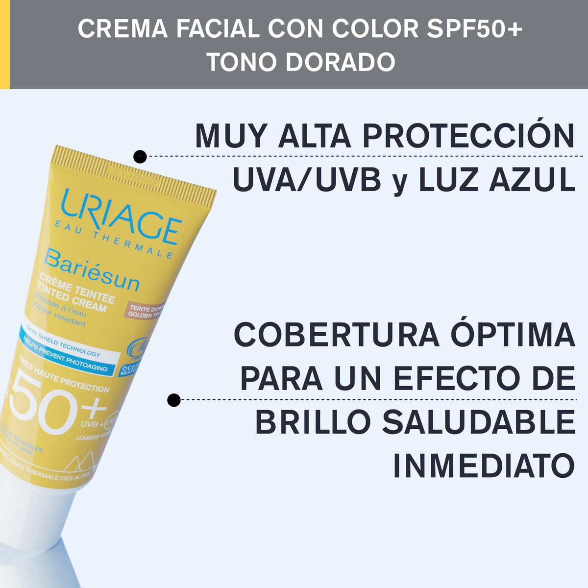 Crema SPF50+ Uriage Dorada Acabado Mate para Mujer