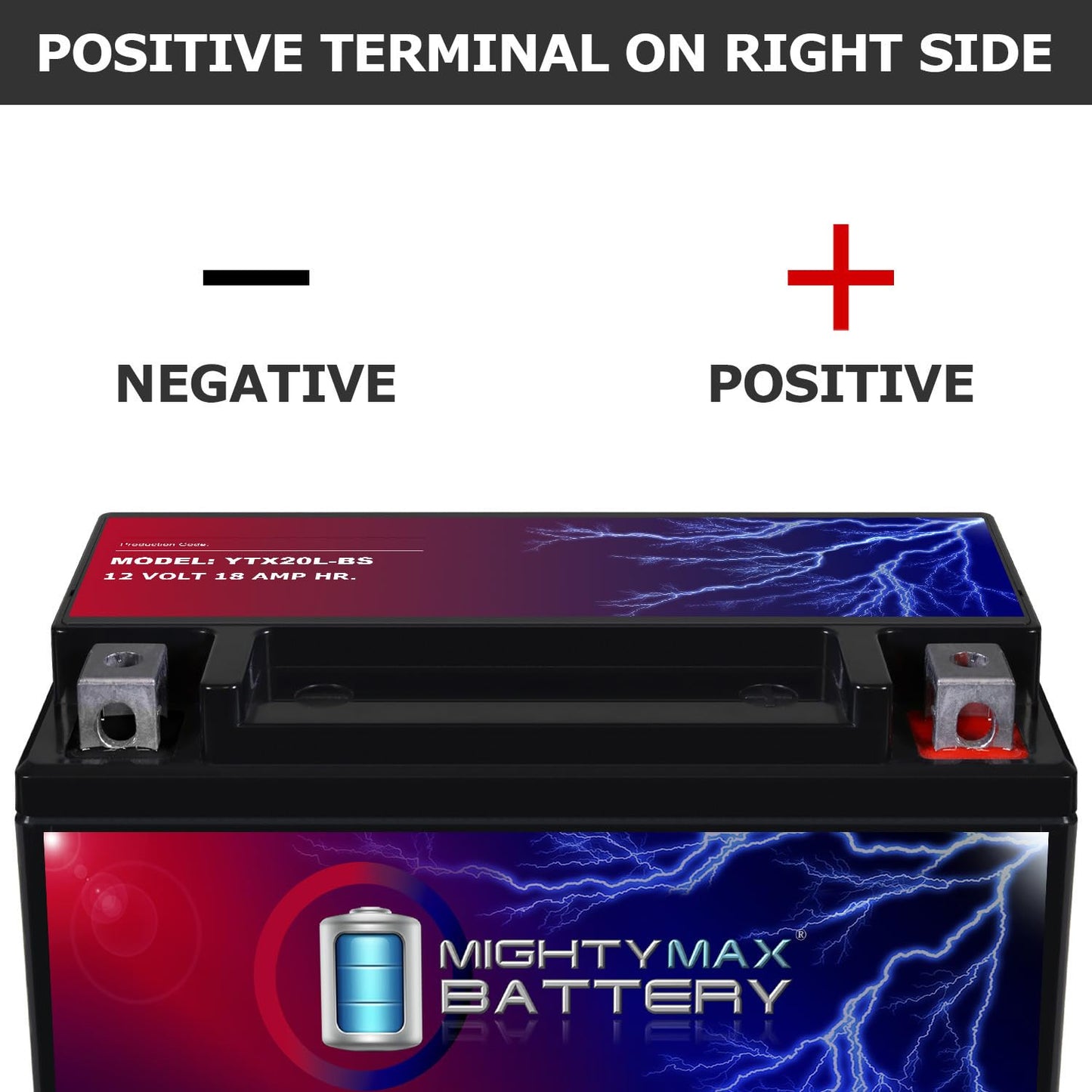 Batería deportiva YTX20L-BS de 12 V, 18 AH 270 CCA Power – Mighty Max Battery Brand Product