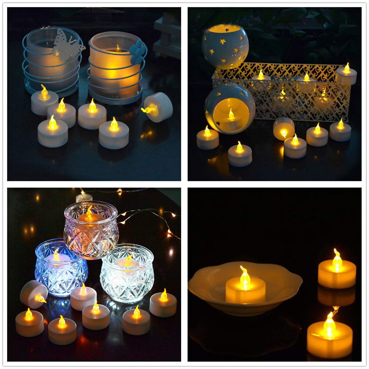 Velas LED Pilas Paquete 24 Sin Llamas Efecto Parpadeo Seguras para Hogar Festivales Decoración Bodas Fiestas