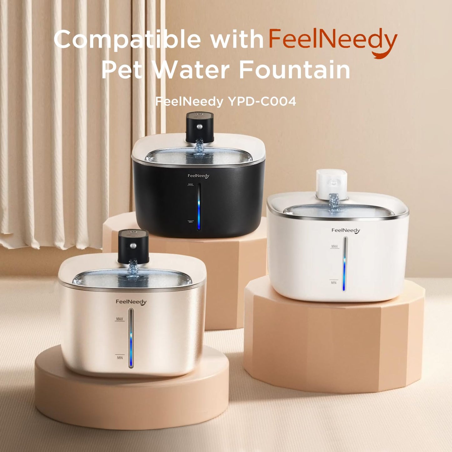 Filtros de Repuesto para Fuente de Agua para Mascotas FeelNeedy 10 Pack para Fuente Inalámbrica de 135 fl oz/4L