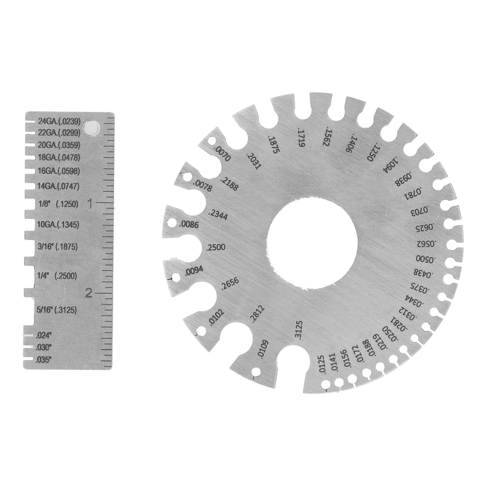Herramienta de medición de calibre de alambre, calibre de soldadura de alambre de acero inoxidable calibre de hoja de metal de doble cara redonda y calibre de espesor de hoja de metal