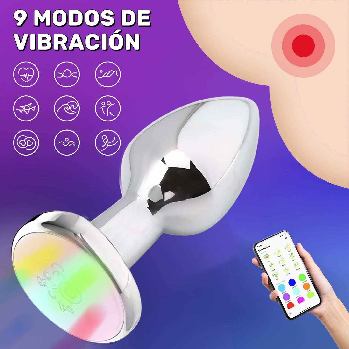 Vibrador Anal ZEZELIFE Negro con Control APP Inteligente y 9 Modos de Vibración para Mujer
