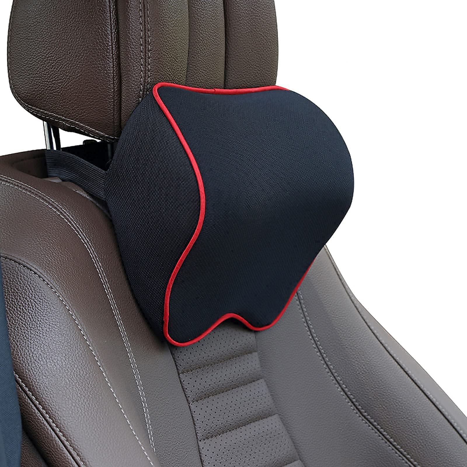 Crofy - Paquete de 2 almohadas para el cuello del coche, suave reposacabezas de coche para conducir con correa ajustable, 100% espuma viscoelástica y funda extraíble transpirable, diseño ergonómico