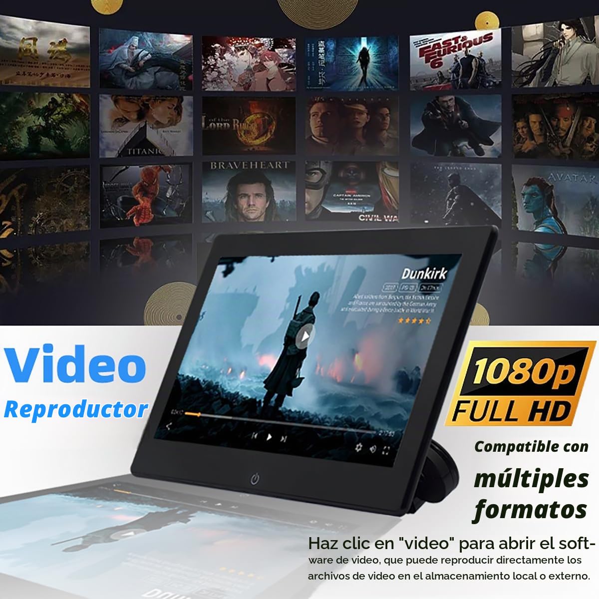 Tablet Portátil NOAUKA Negro con Pantalla Táctil de 10.1 Pulgadas para Coche y TV, Android 13
