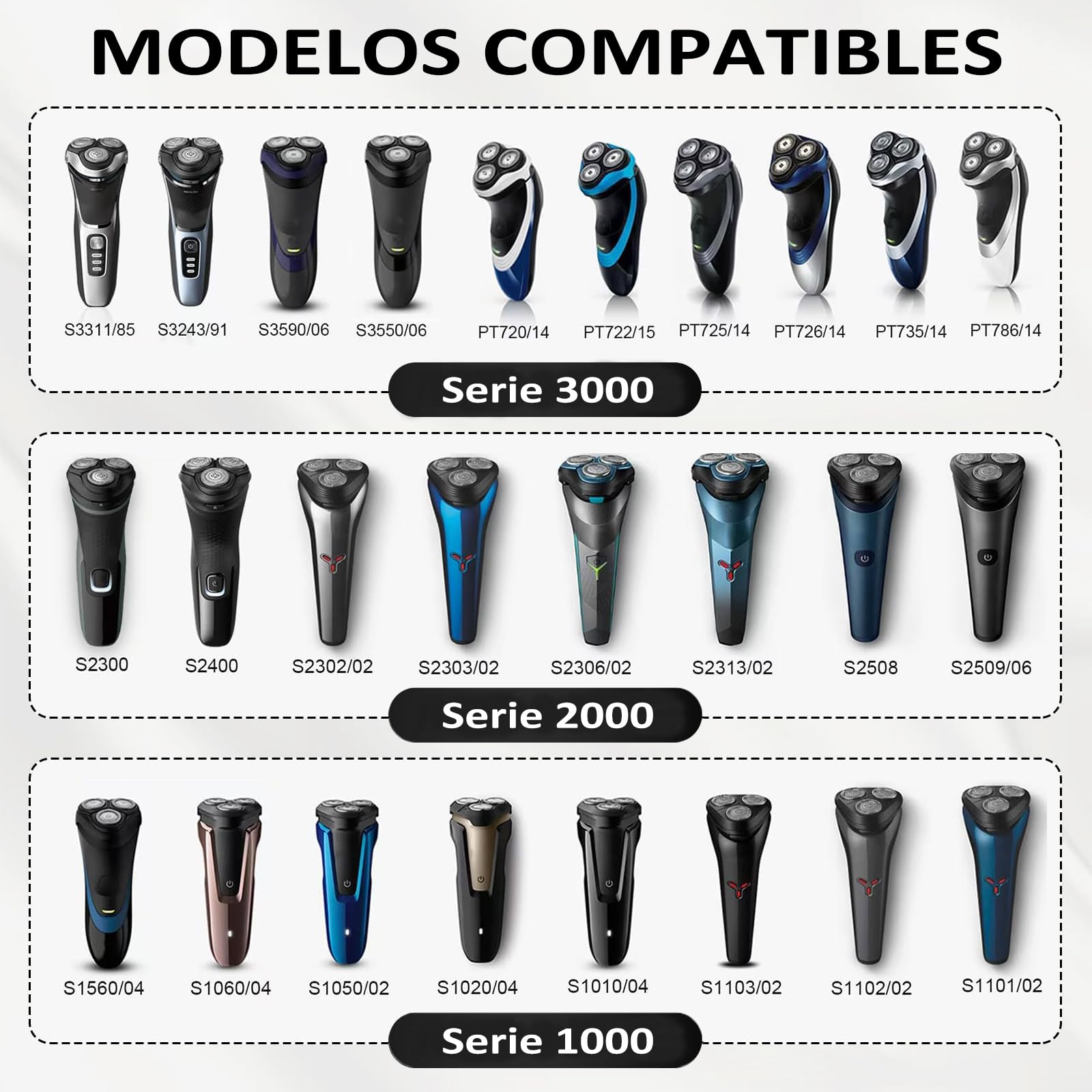 Cabezal de Repuesto TRYXZSZ Compatible con Philips Norelco para Series 3000, 2000, 1000 y S738