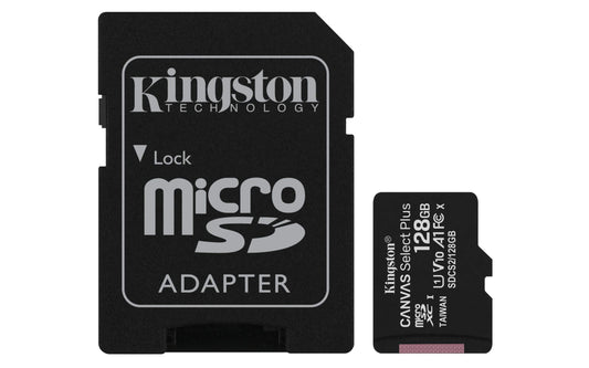 Kingston MicroSDXC Select Plus 128GB (Con Adaptador a SD) Clase 10, UHS-I, U1, V10 Lectura: 100MB/s (SDCS2/128GB)