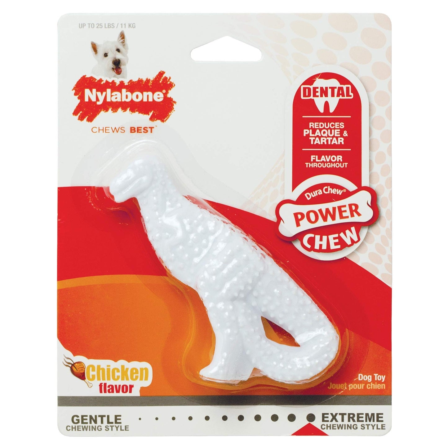 Dura Dino dental pequeño sabor a pollo perro Juguete para masticar (3 unidades)