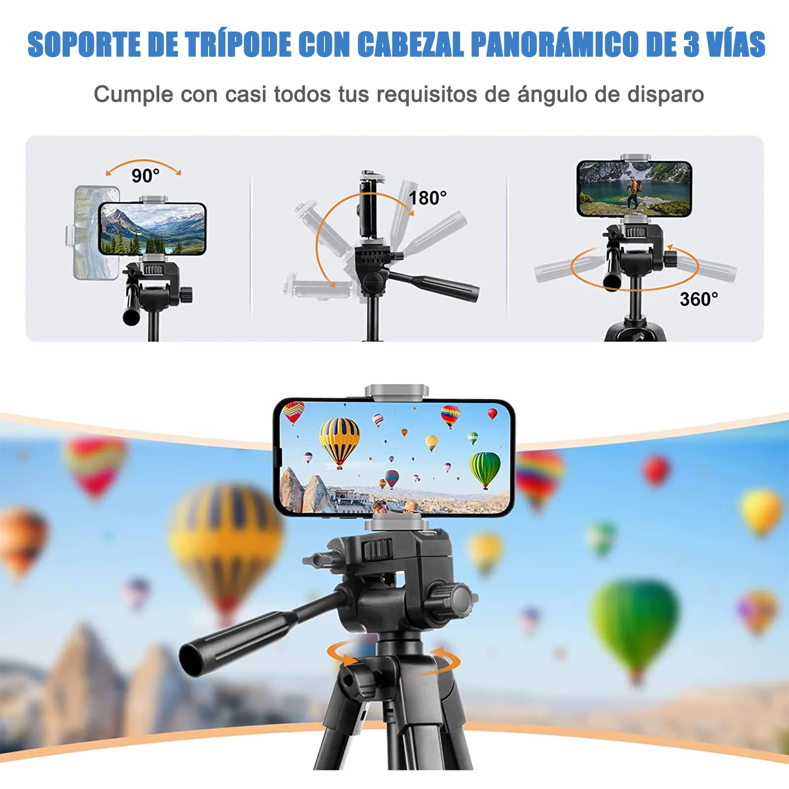 Tripie Estabilizador Celular 106cm con Obturador Remoto Bluetooth y Bolsa de Transporte