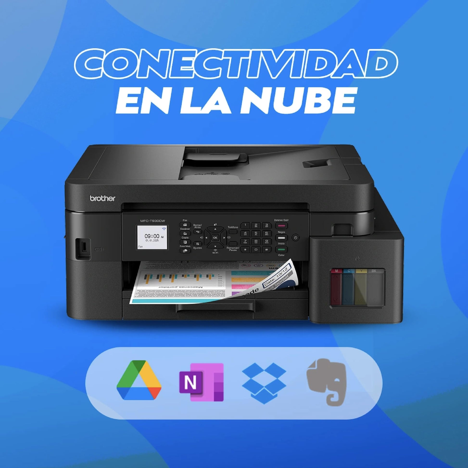 Brother Impresora Multifuncional 4 en 1 Inyección de Tinta Continua a Color MFC-T930DW | Tecnología InkBenefit Tank | Impresión Dúplex,Conectividad Wi-Fi 5GHz, Fax | Impresión en Negro y Color