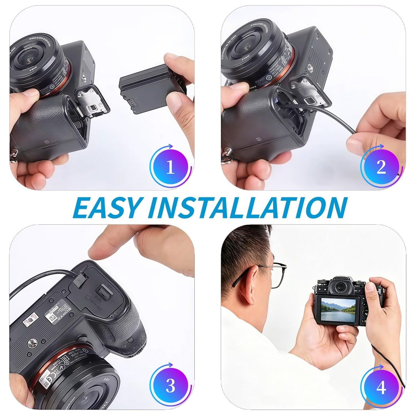 Kimaru NPFZ100 Adaptador de CA NP-FZ100 Batería simulada Juego de acopladores de CC para Sony Alpha A6600 FX3 a7C A1 A7III A7IV A7RIII A7RIV A7SIII A9 A9II A9R A9S