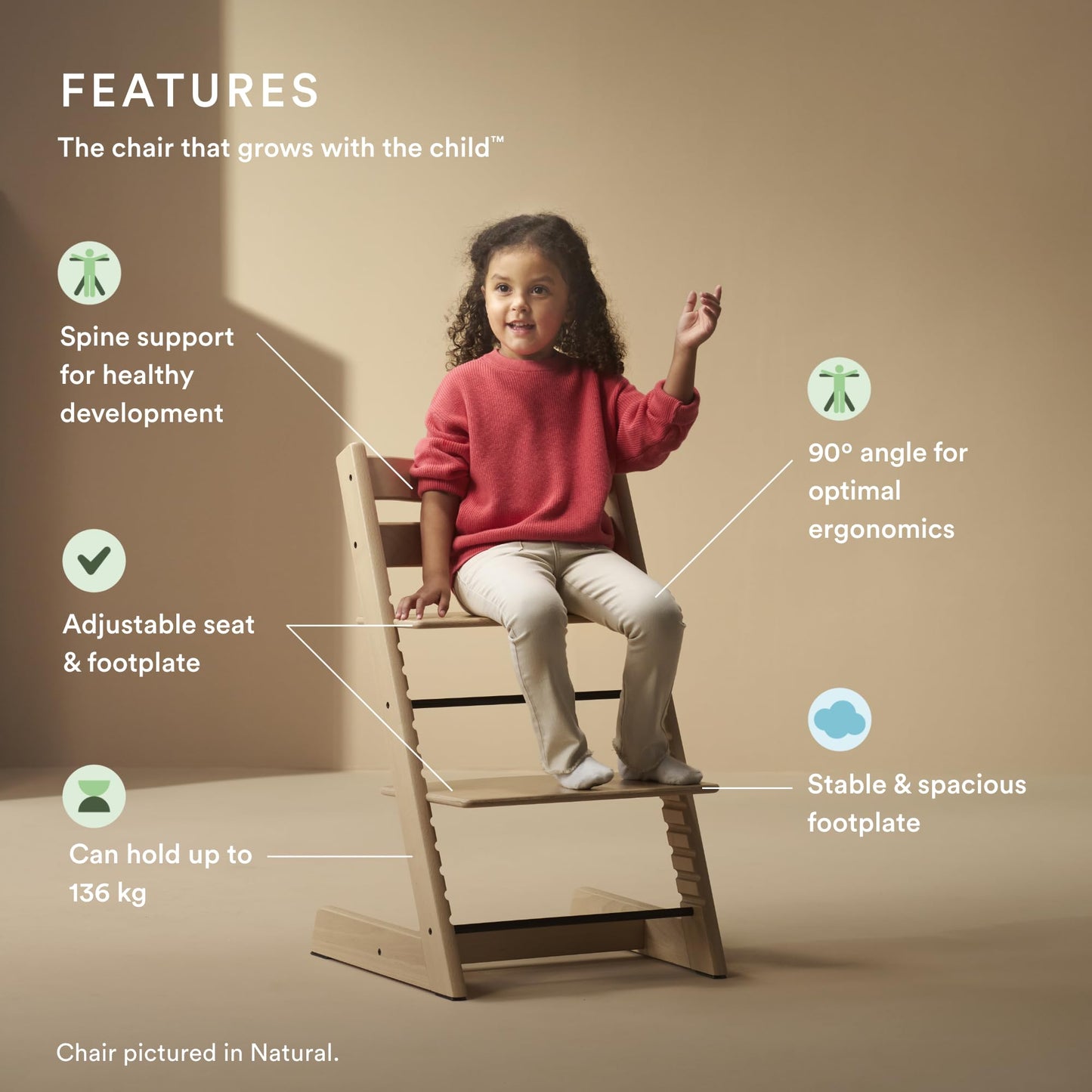 Silla Tripp Trapp de Stokke, Silla ajustable, evolutiva para recién nacidos, niños y adultos - Práctica, cómoda y ergonómica - Diseño atemporal (Terracota)