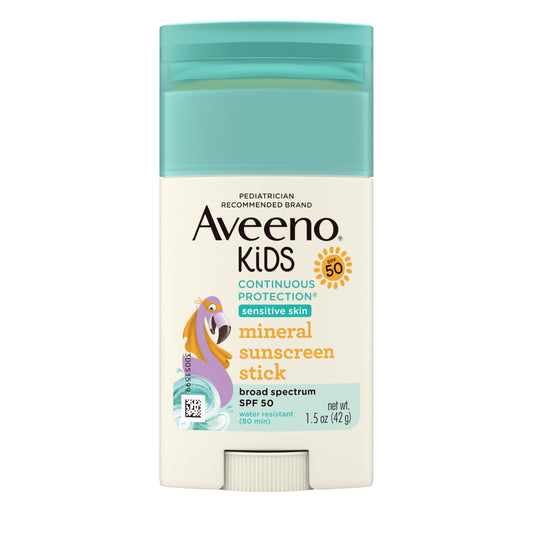 Protector Solar Mineral en Barra AVEENO para Niños FPS 50 óxido de Zinc Esencia de Avena Piel Sensible