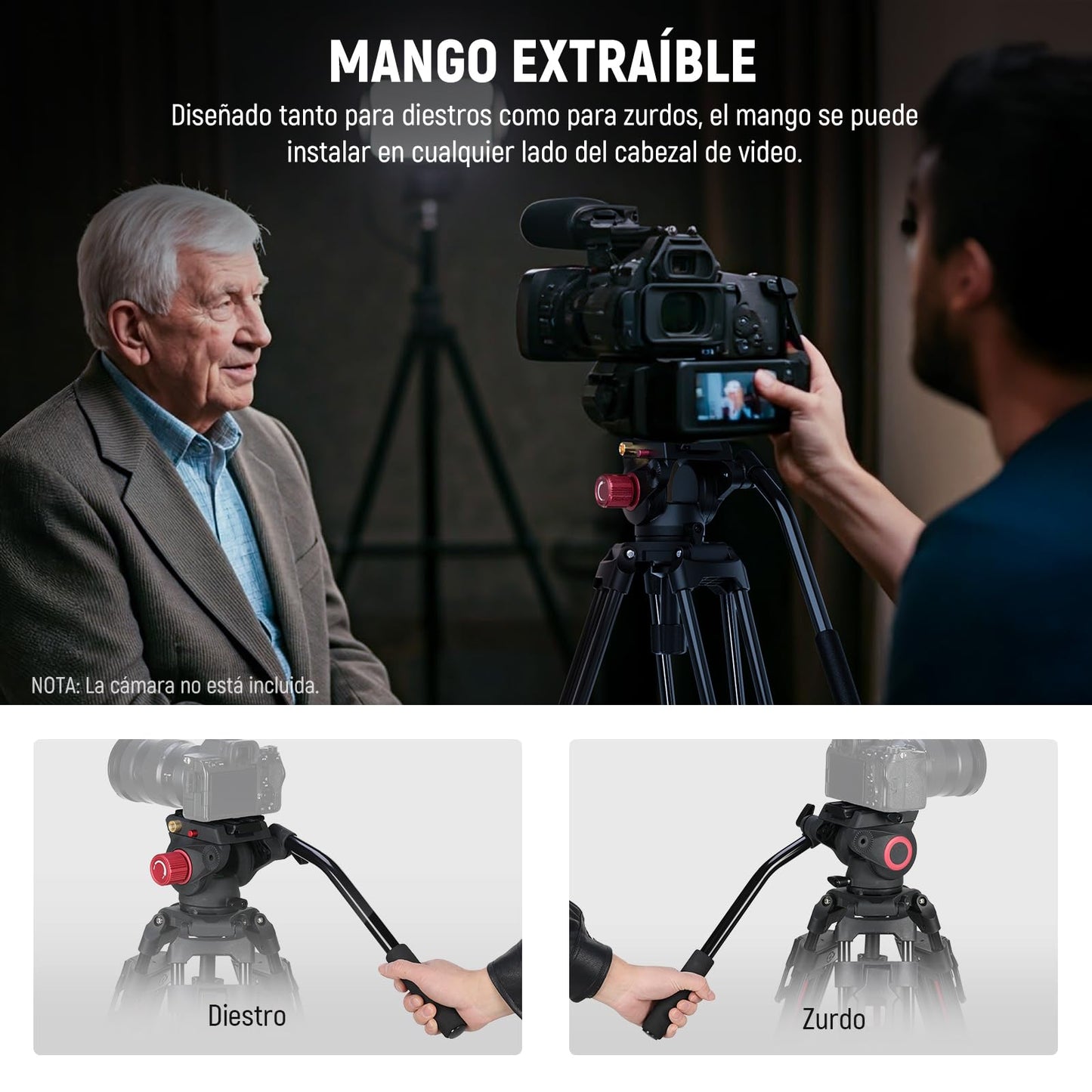 Trípode para Cámara NEEWER Aluminio Resistente con Cabezal Fluido y Placa QR Compatible Canon Nikon Sony 79"