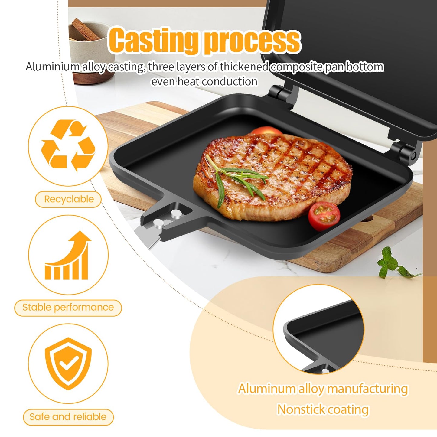 ZJRDYYK - Sandwichera tostada para estufas, sandwichera de aluminio, para acampar para estufa de gas, para estufas, sándwiches y prensa Panini para el hogar, cocina, desayuno, camping